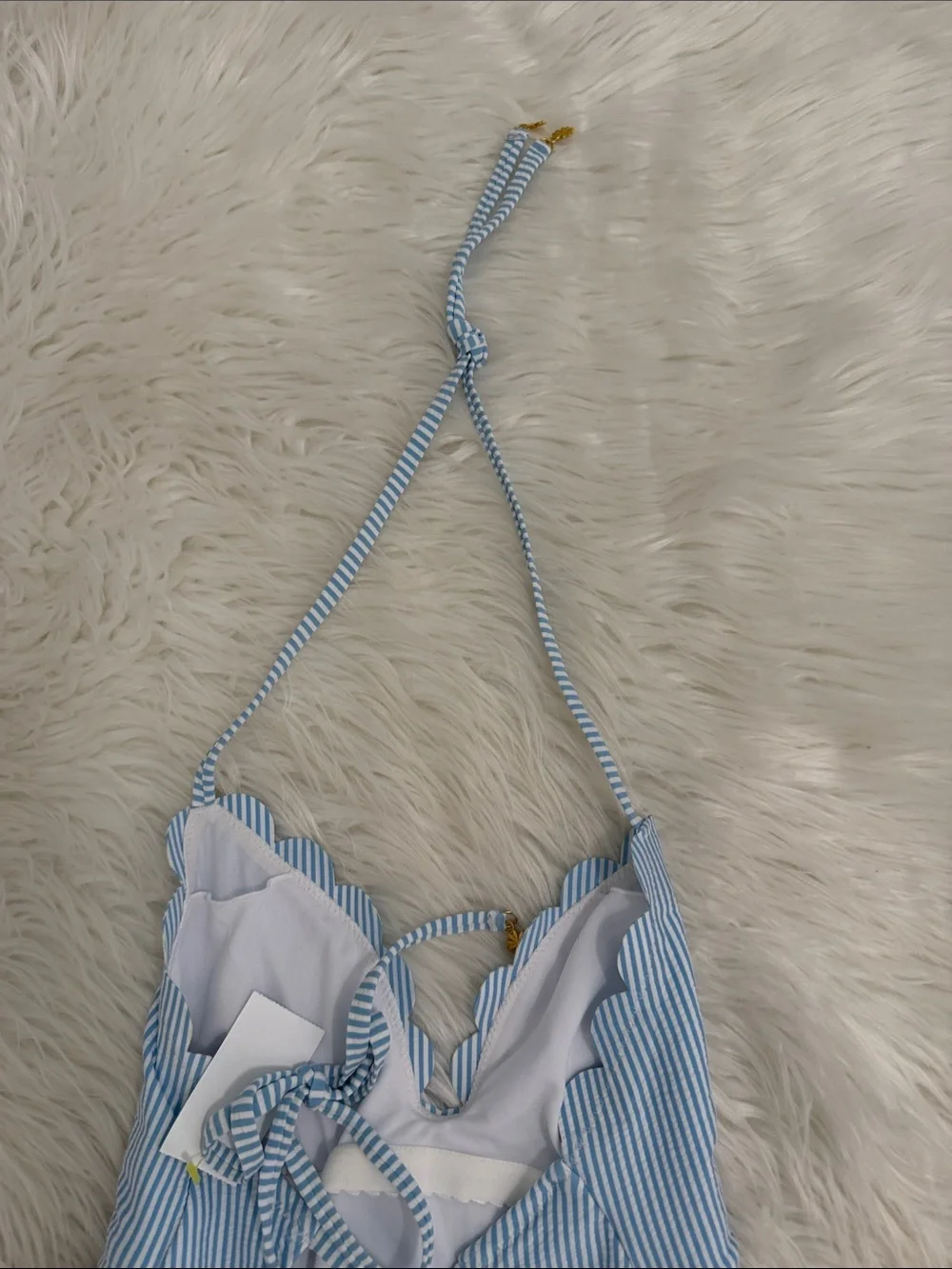 Jessica Simpson Light Blue & White Striped One-Piece Swimsuit size small NWT